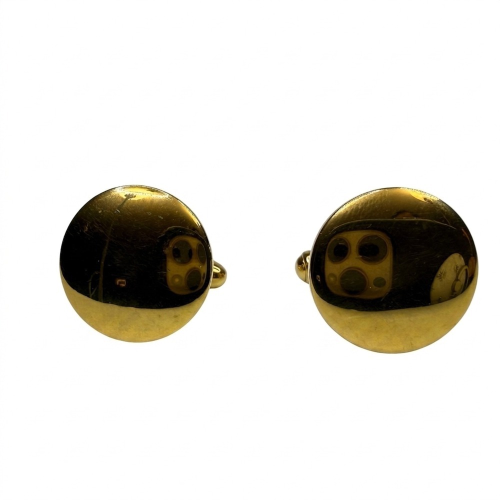 Classic Minimalist Gold Tone Domed Cufflinks Mens Formal Dress Shirt Accessories
